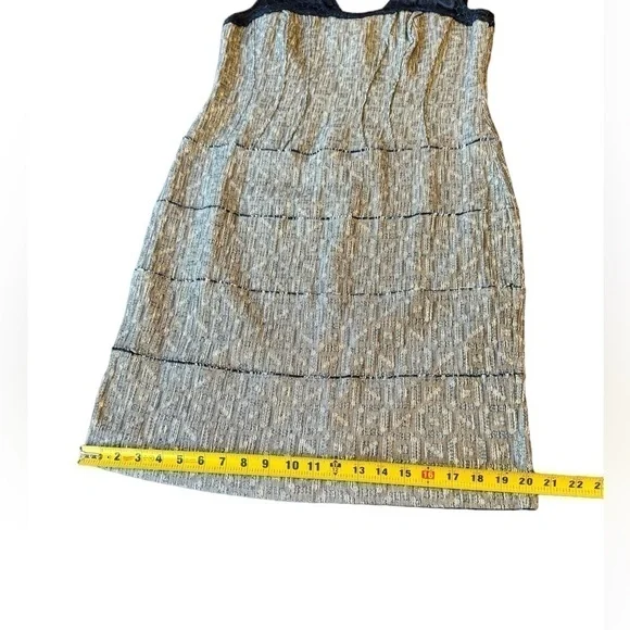 Kay Unger Sheath Dress Navy Blue Lace and Pewter Tweed Womens Size 12 - Picture 9 of 16